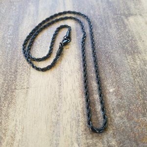 NWT ~ Black - 316L Stainless Steel Snake Rope Chain 22in/55cm